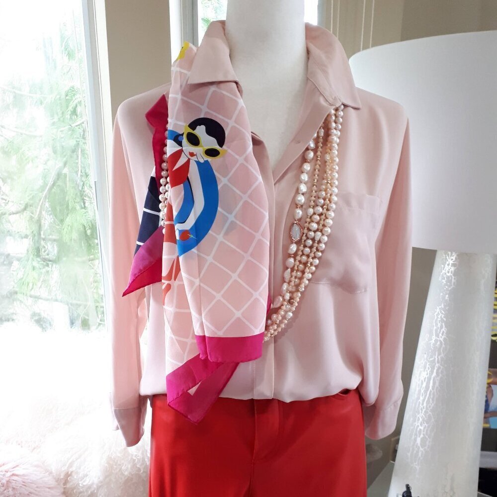 EUC Joe Fresh pink button up blouse, M